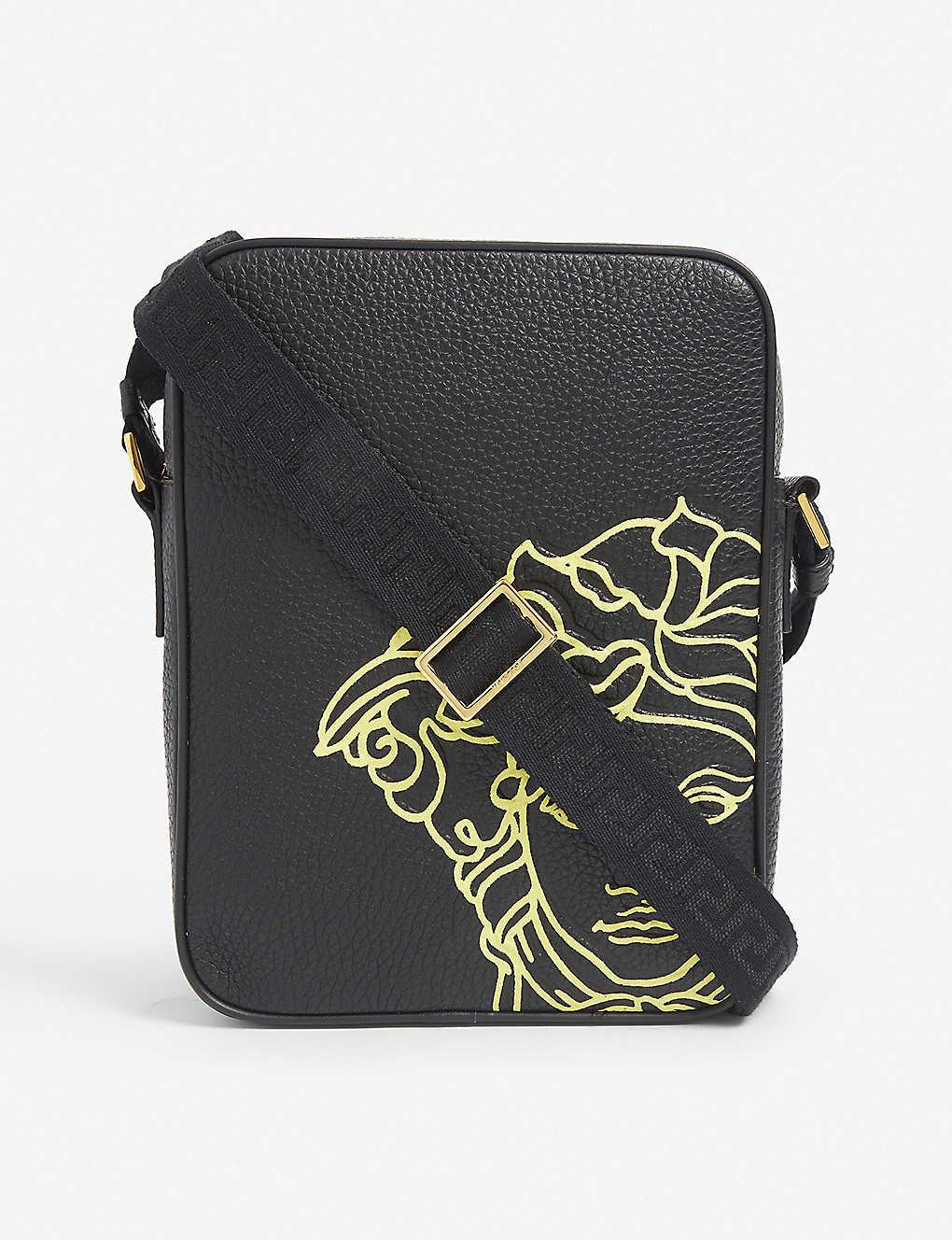 Versace Medusa Logo Leather Crossbody Bag in Nero Yellow (Black) for ...