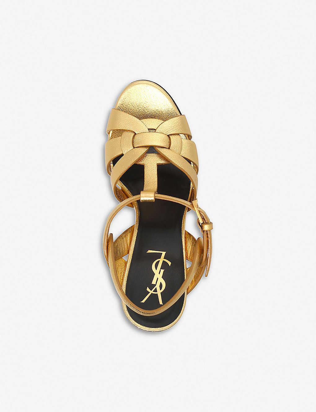 saint laurent gold platform sandals