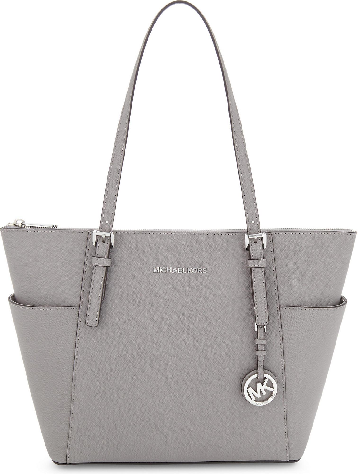 MICHAEL Michael Kors Jet Set Saffiano Leather Trapeze Tote in Pearl ...