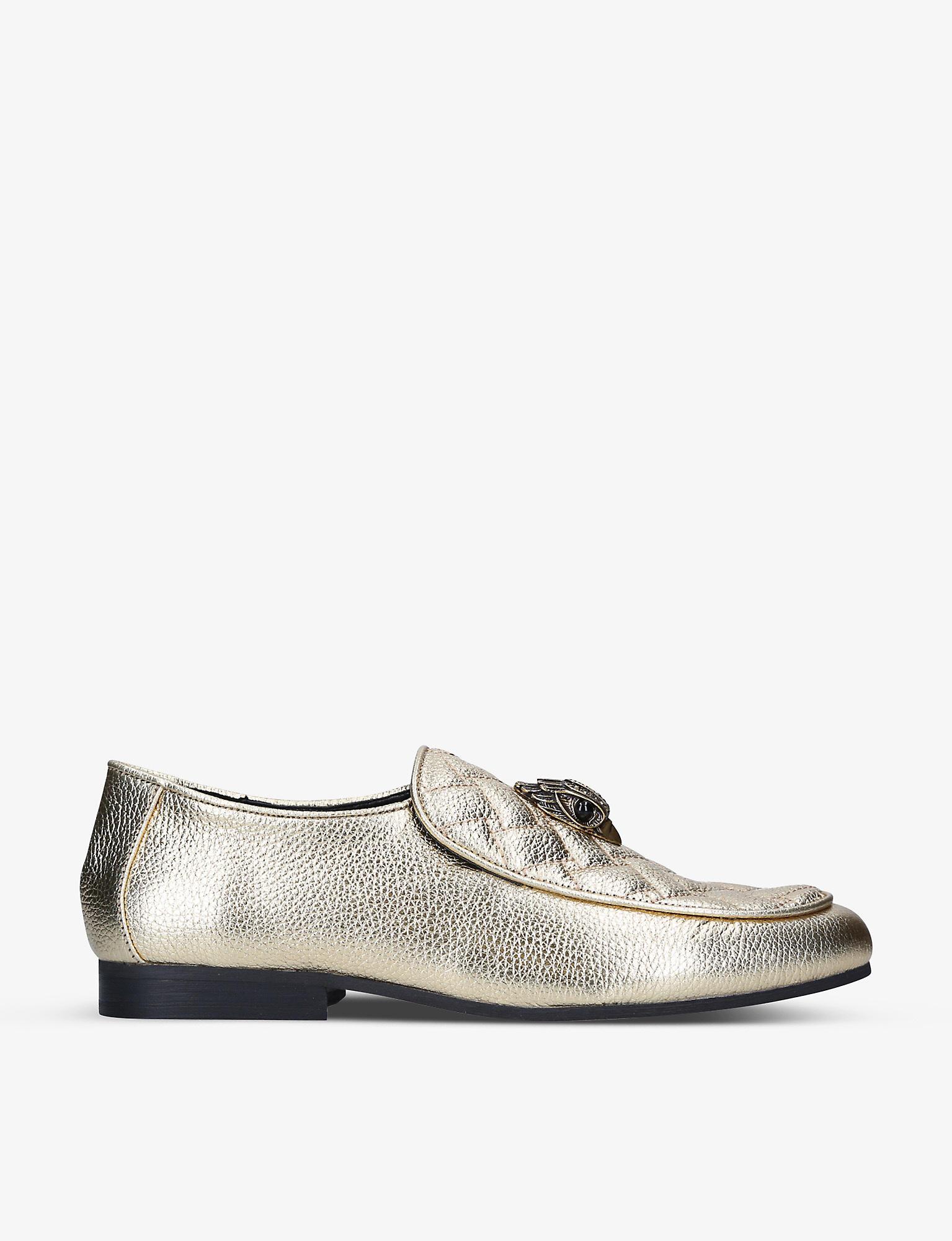 Kurt Geiger Holly Eagleembellished Metallic Leather Loafers Lyst