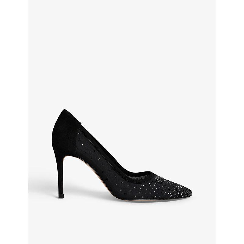 Ted Baker Ryalay Diamante embellished Mesh And Faux suede Courts
