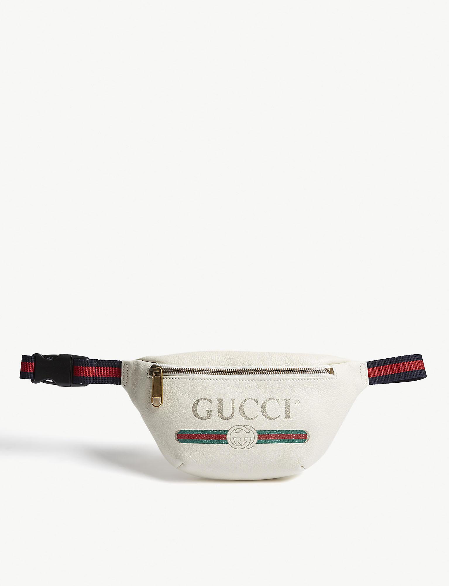 Gucci Vintage Logo Small Leather Belt Bag in White - Lyst