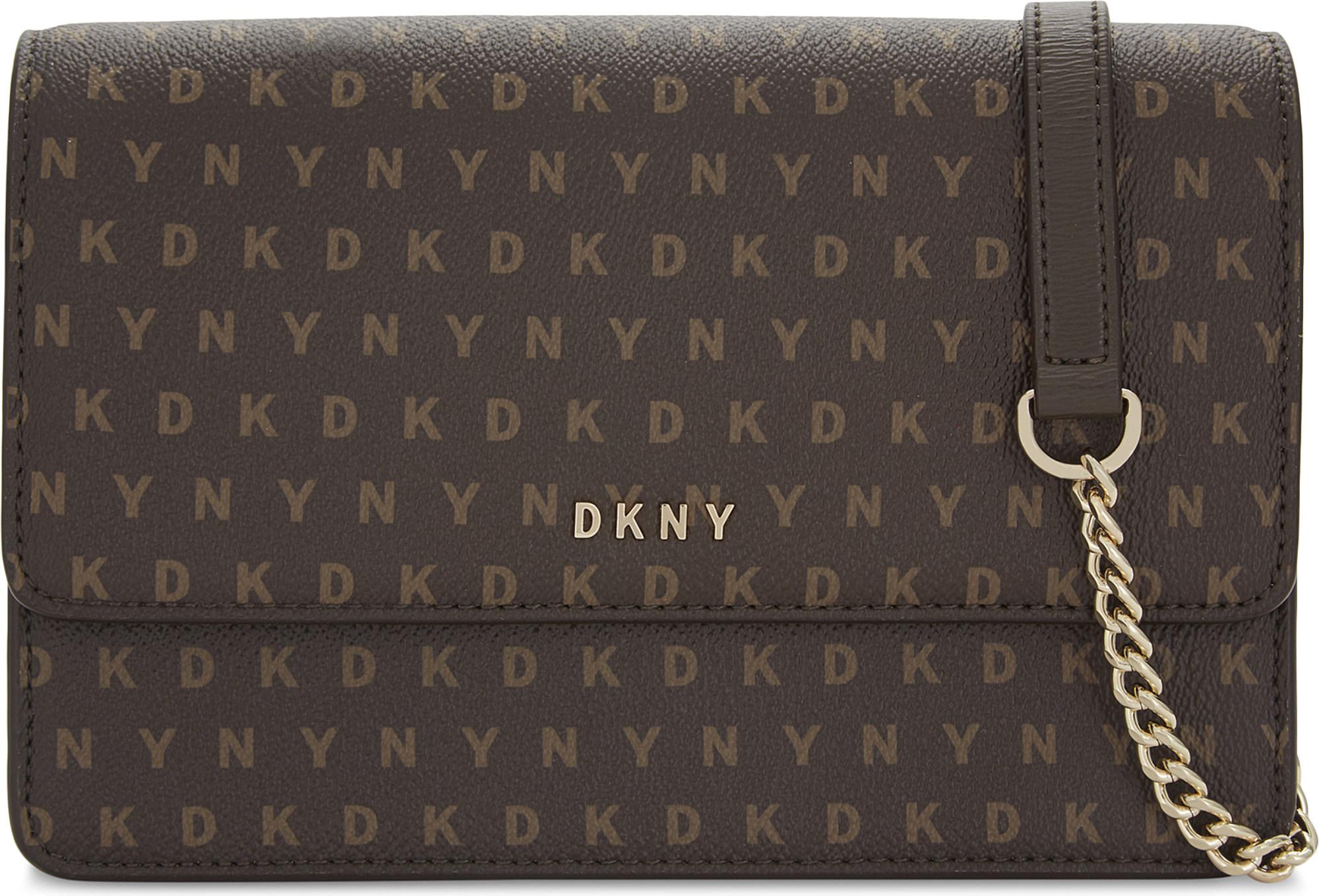 DKNY Logo Leather Small Cross-body Bag in Brown | Lyst