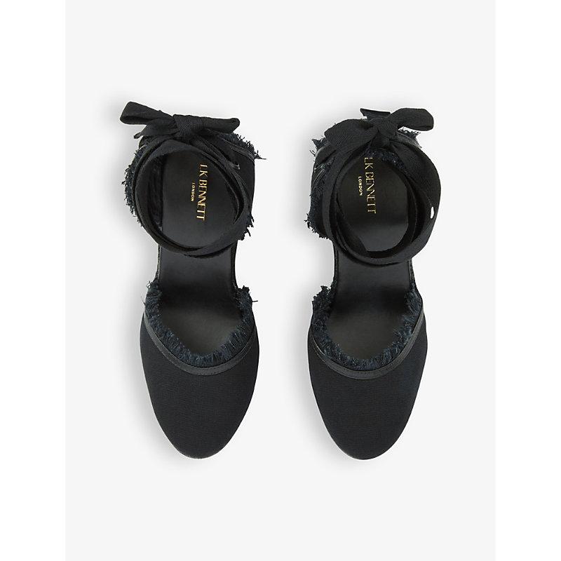 LK Bennett Bla Sofia Frayed Edge Canvas Espadrille Wedges in Black Lyst UK