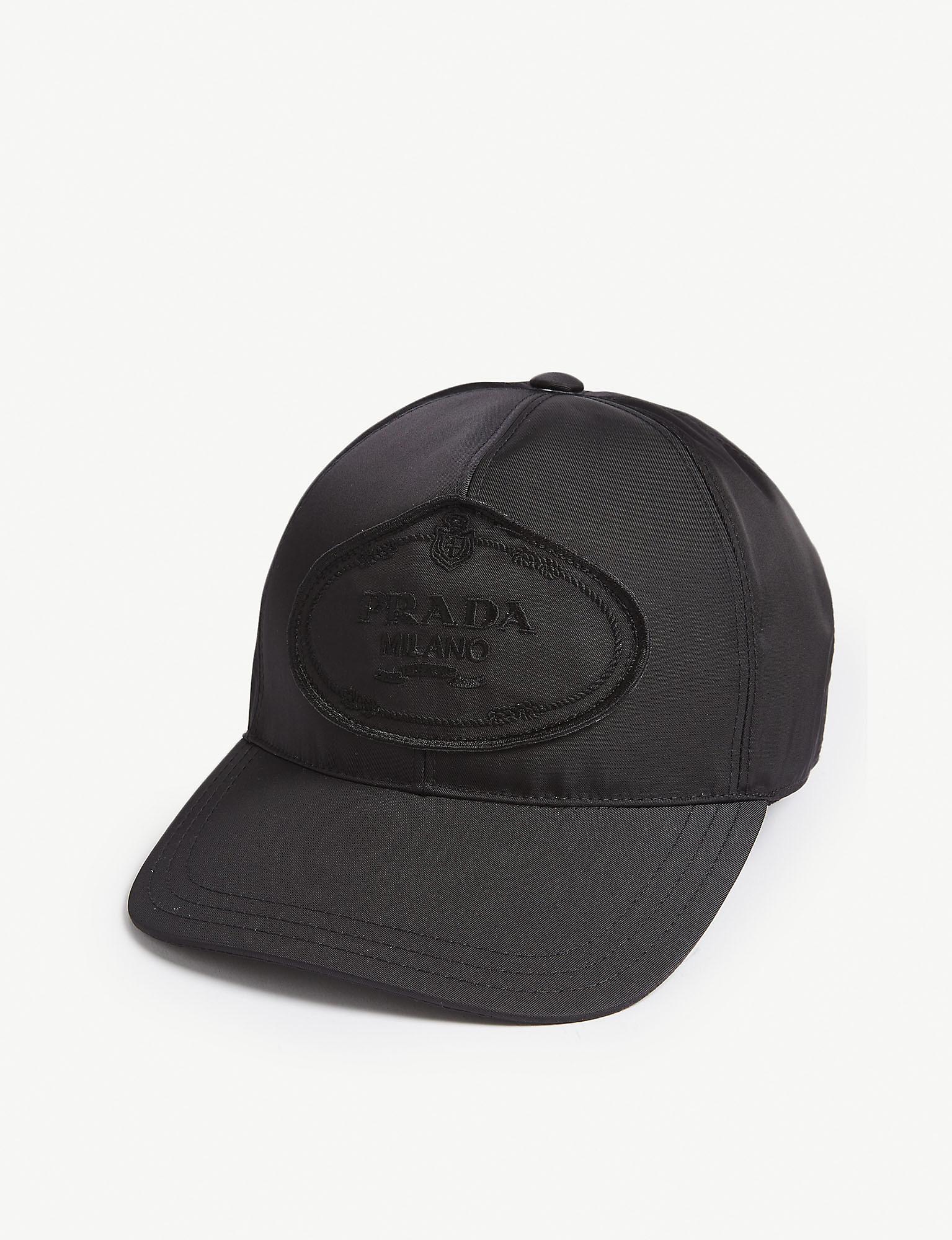 Prada Logo-embroidered Nylon Baseball Cap in Black for Men | Lyst