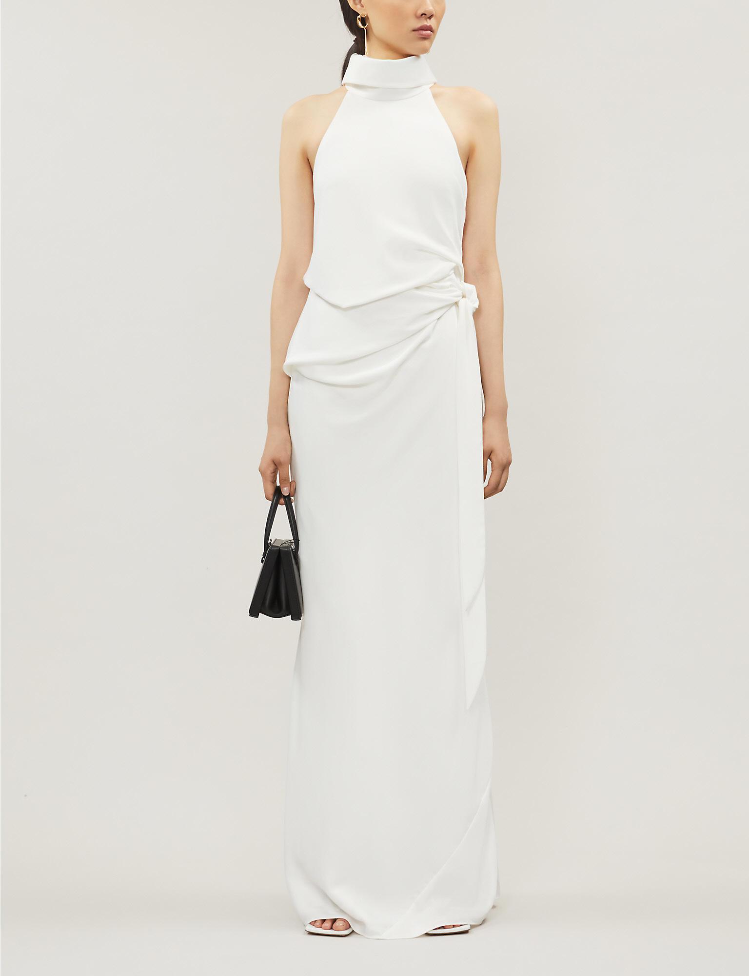 Camilla & Marc Foxglove Ruched Halterneck Crepe Gown in White | Lyst