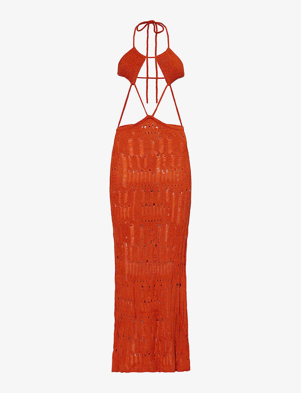 Jaded London Rumba Knitted Maxi Dress in Red | Lyst UK