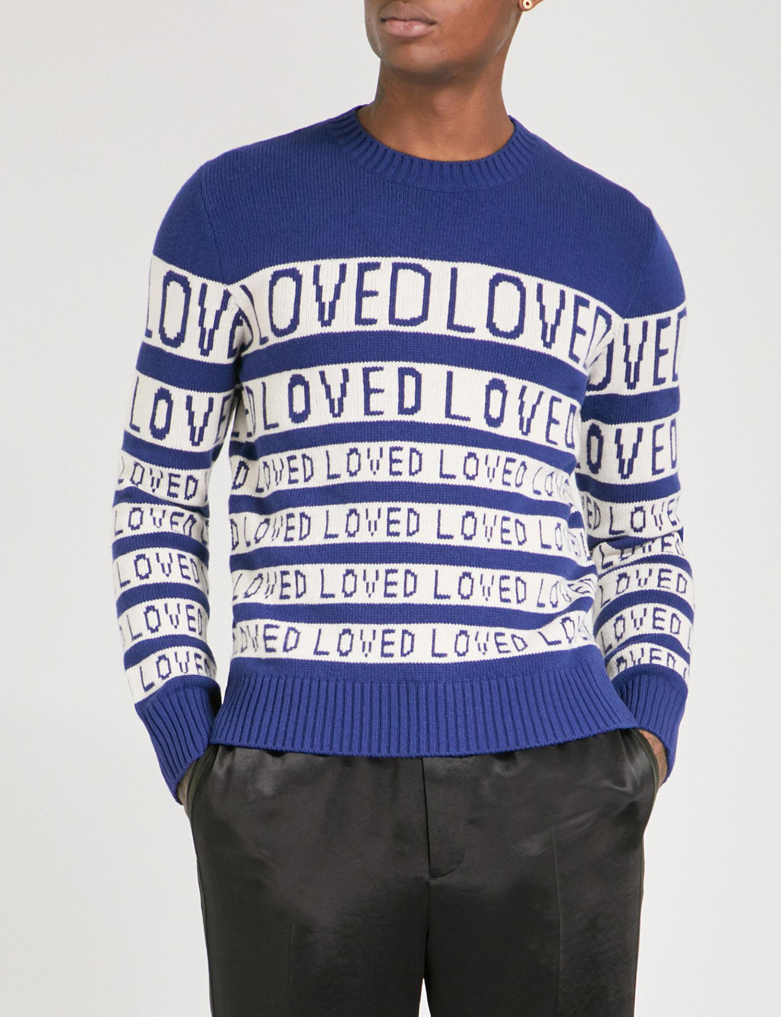 Gucci Loved-motif Wool Jumper in Blue 