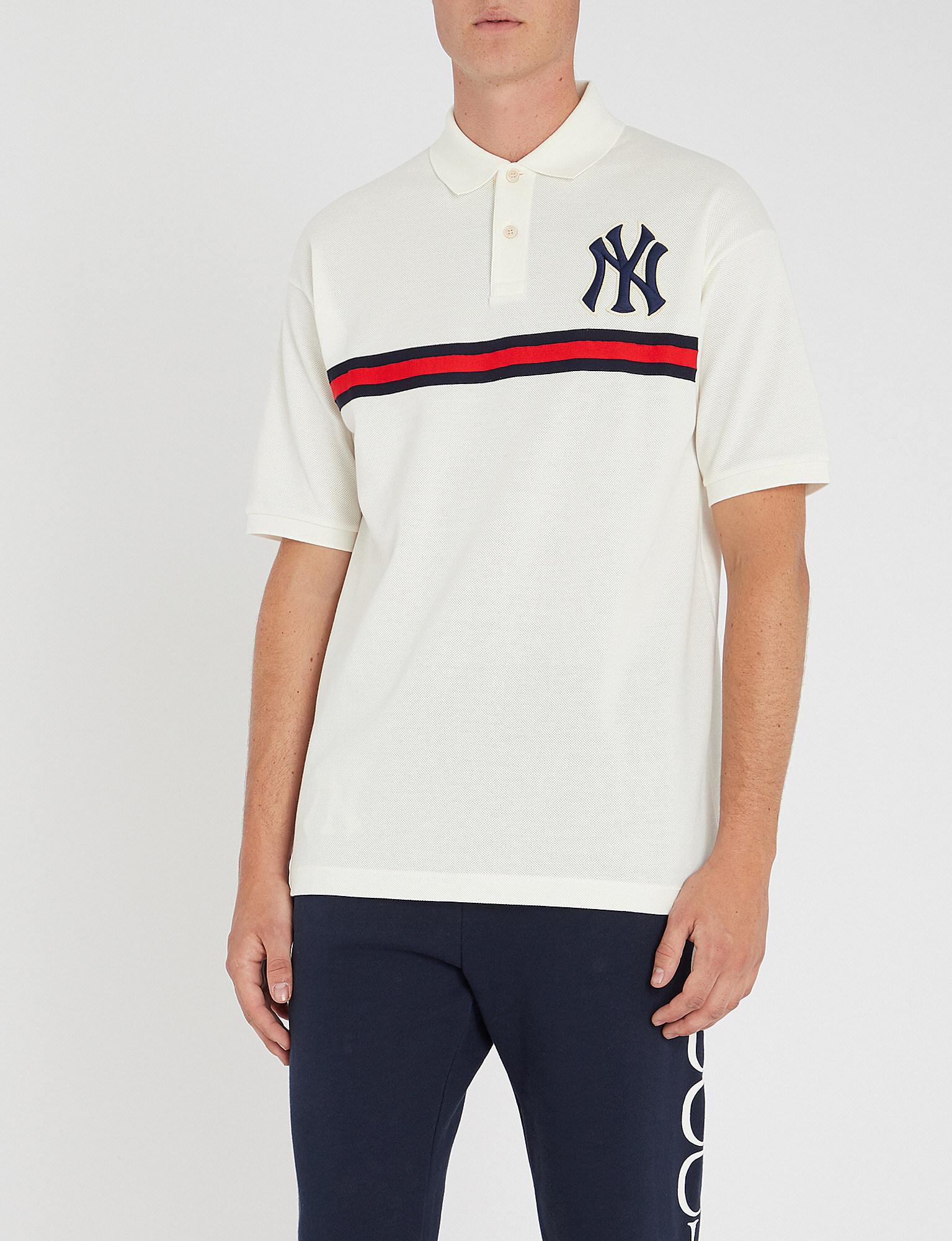 Gucci Ny Logo Cotton Polo Shirt in White for Men | Lyst