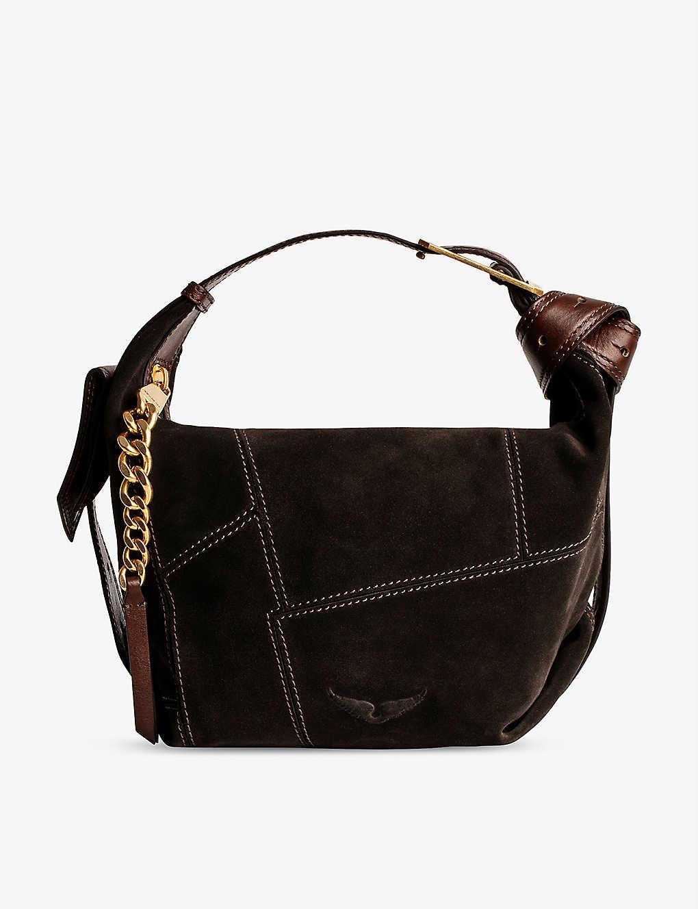 Zadig & Voltaire Le Cecilia Chain-trim Suede Shoulder Bag in Black | Lyst