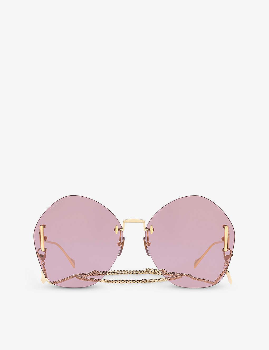 Gucci round frame metal glasses hot sale
