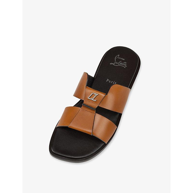 stå på række Luscious bule Christian Louboutin Loubi Be Flat Logo-embellished Leather Sandals in Brown  for Men | Lyst