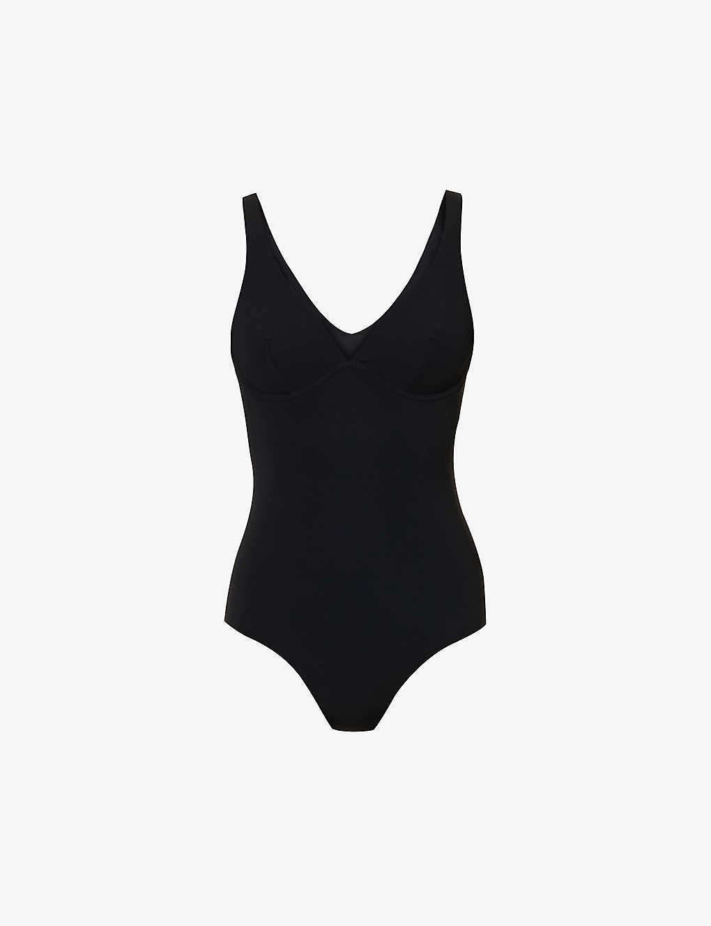 Jets by Jessika Allen Jetset V-neck Stretch Recycled-nylon Swimsuit in  Black | Lyst UK