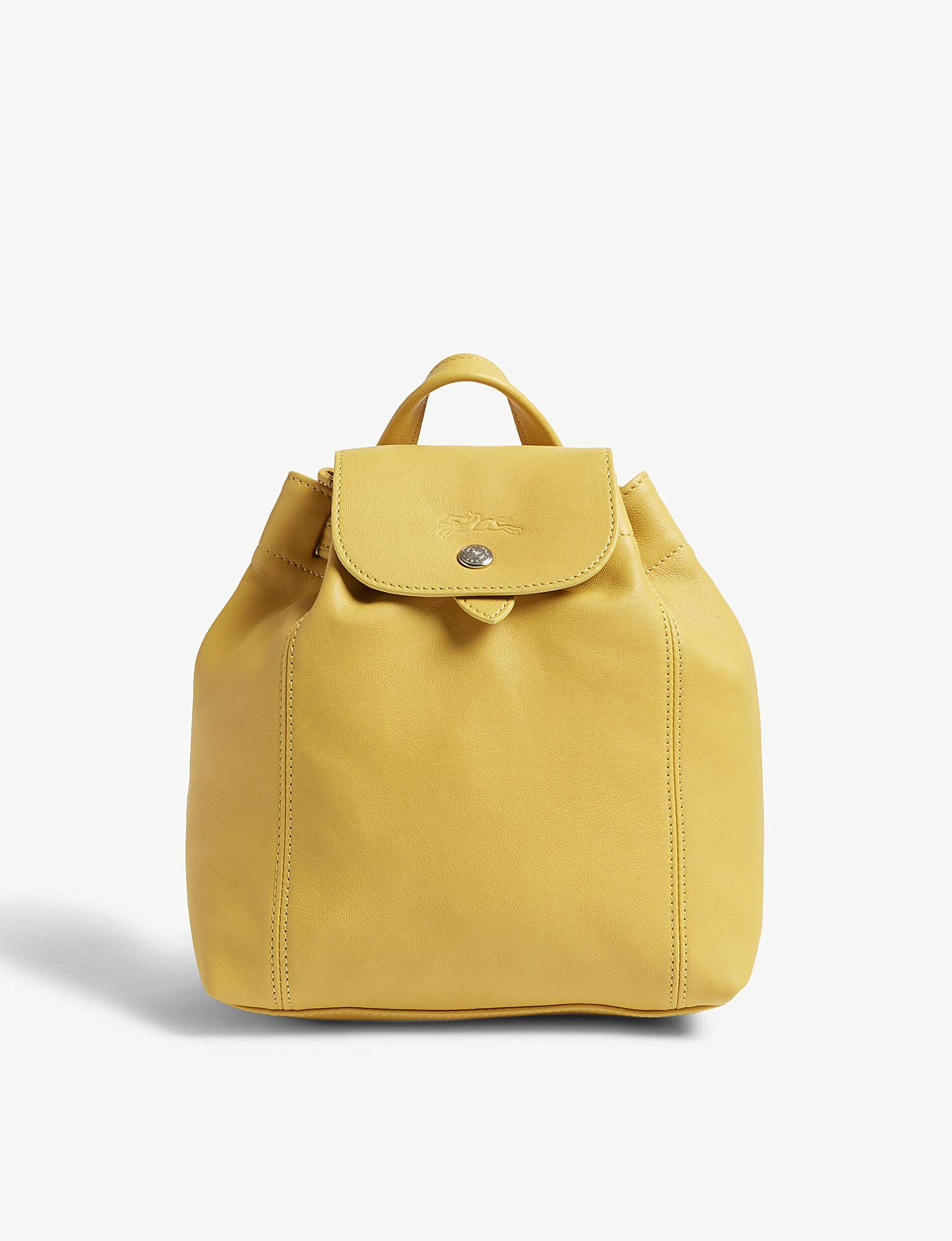 Longchamp Yellow Le Pliage Cuir Extra Small Leather Backpack