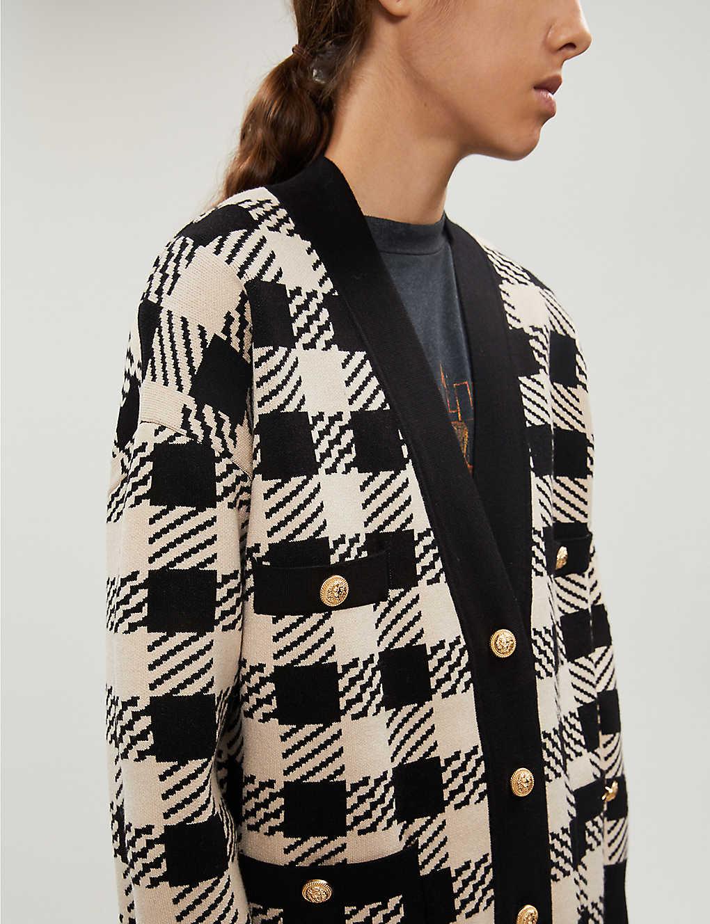 sandro oversized checked cardigan