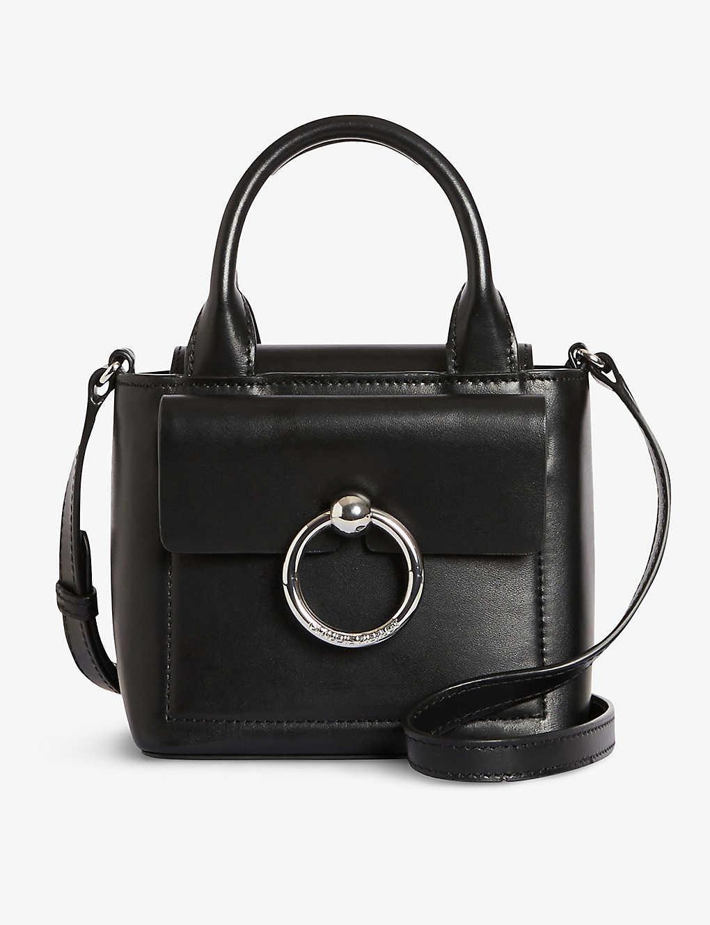 Claudie Pierlot Anouck Circle-clasp Leather Crossbody Bag in Black | Lyst