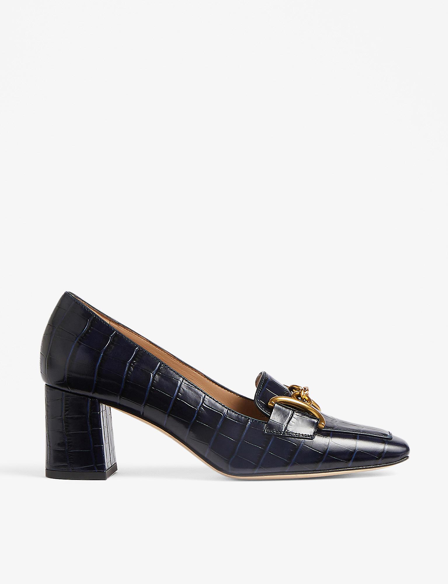 LK Samantha Snaffledetail Crocembossed Leather Court Shoes in