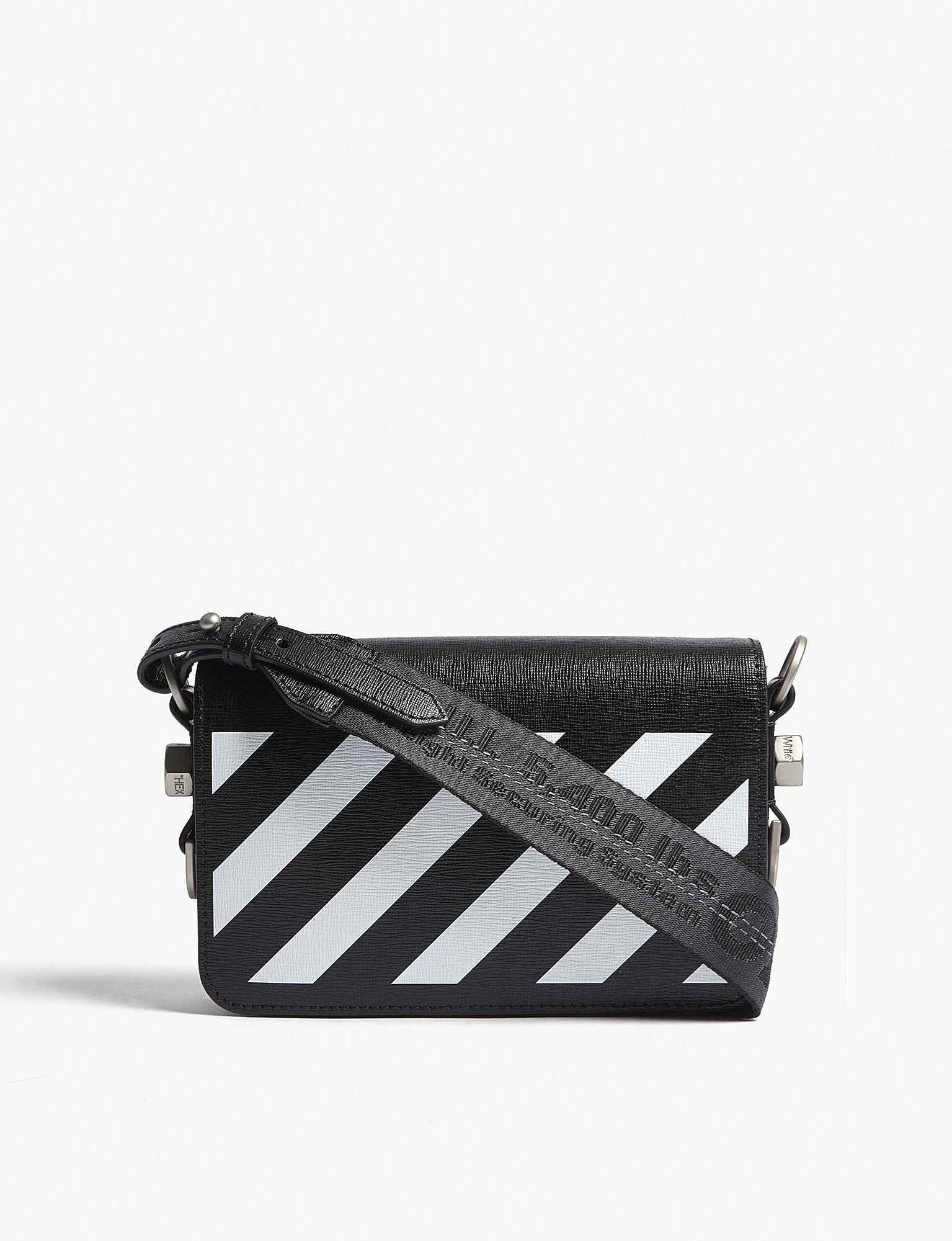 Off-White c/o Virgil Abloh Diagonal-stripe Leather Cross-body Bag in Black  | Lyst