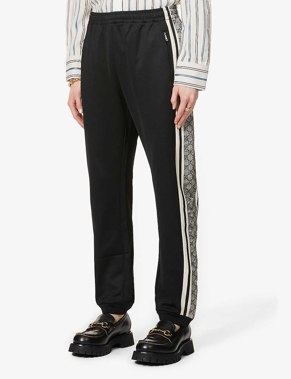Gucci Mens Black Gardenia Mu Contrast-tape Relaxed-fit Jersey Jogging  Bottoms M for Men | Lyst