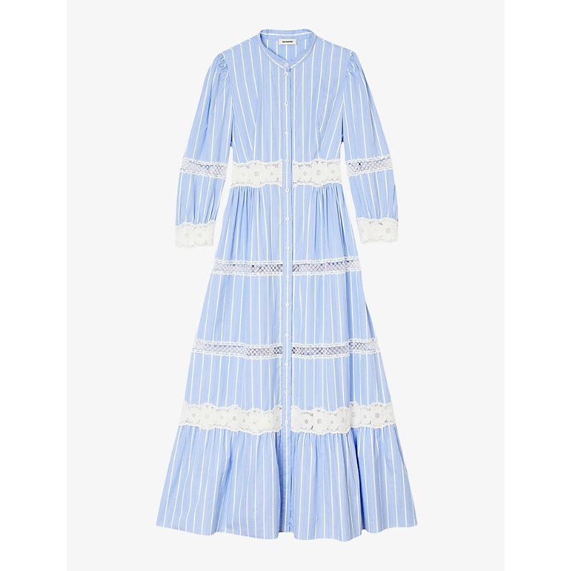 long sleeve blue and white maxi dress Light Blue Striped Button Down Maxi Dress – PinkBlush main image 0