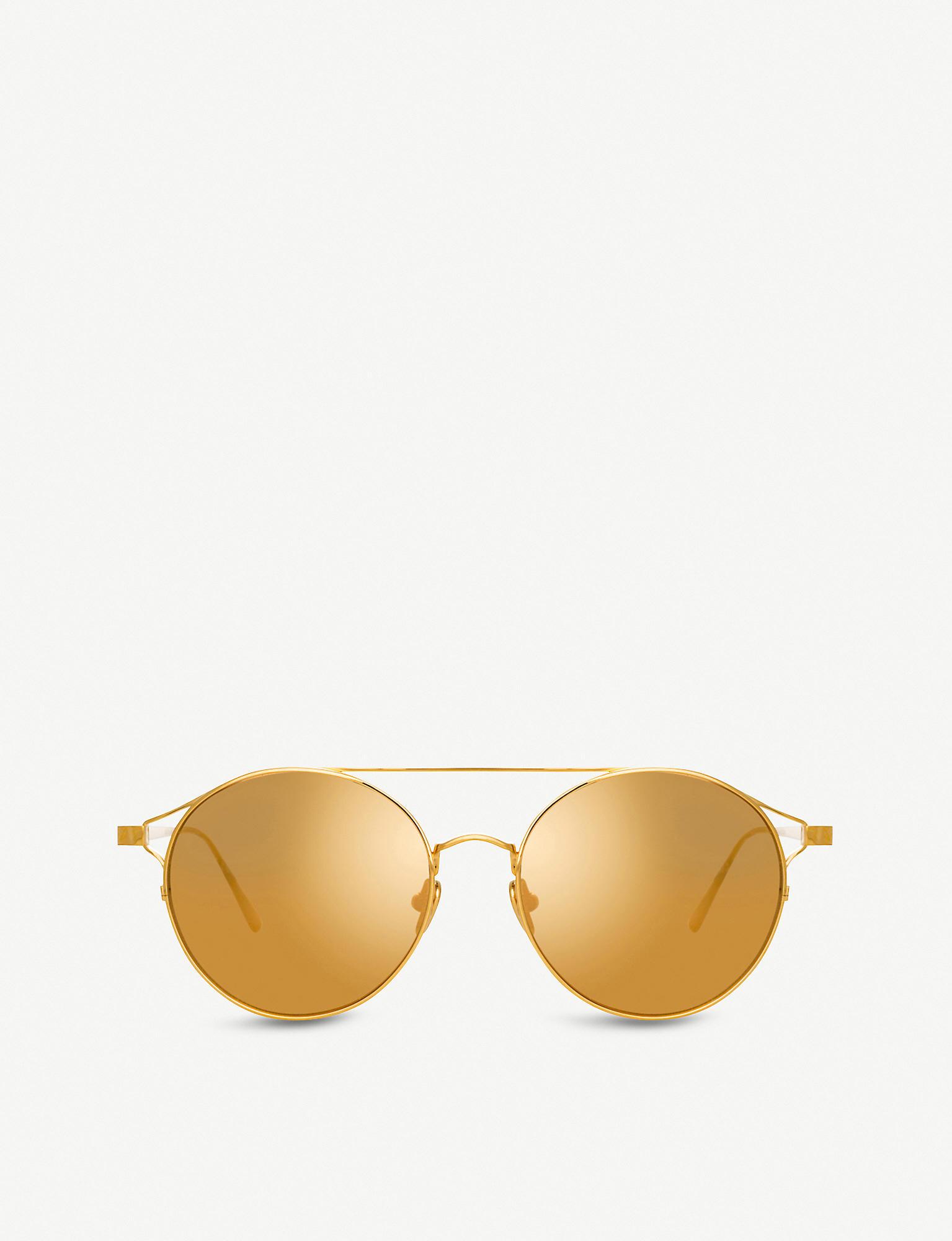 Linda Farrow 426 C1 Gold Plated Aviator Sunglasses In Metallic Lyst 