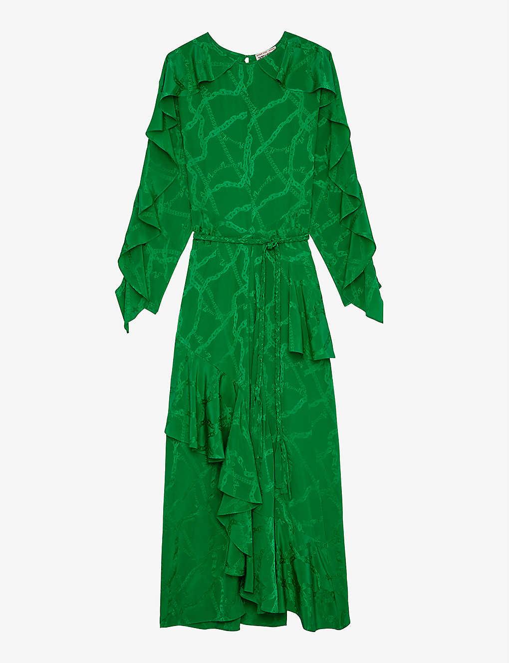 Zadig & Voltaire Ritana Jacquard Chains Midi Silk Dress in Green | Lyst