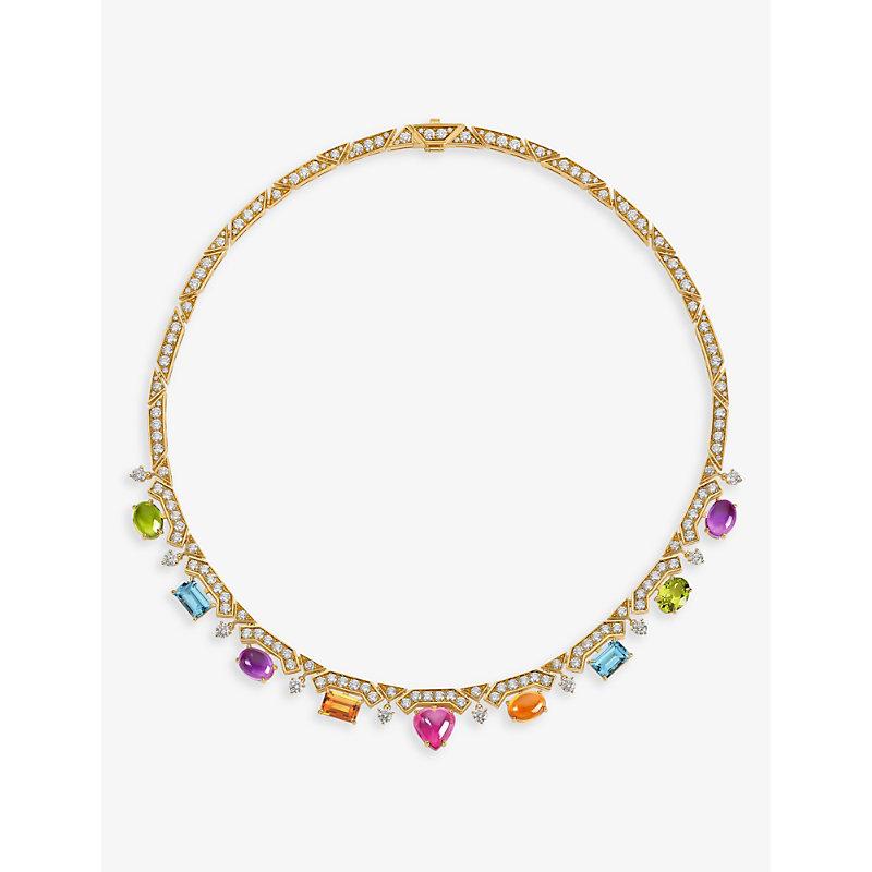 BVLGARI Allegra 18Ct 6.66Ct Brilliant Cut Diamond And Mixed Gemstone Necklace in Metallic Lyst