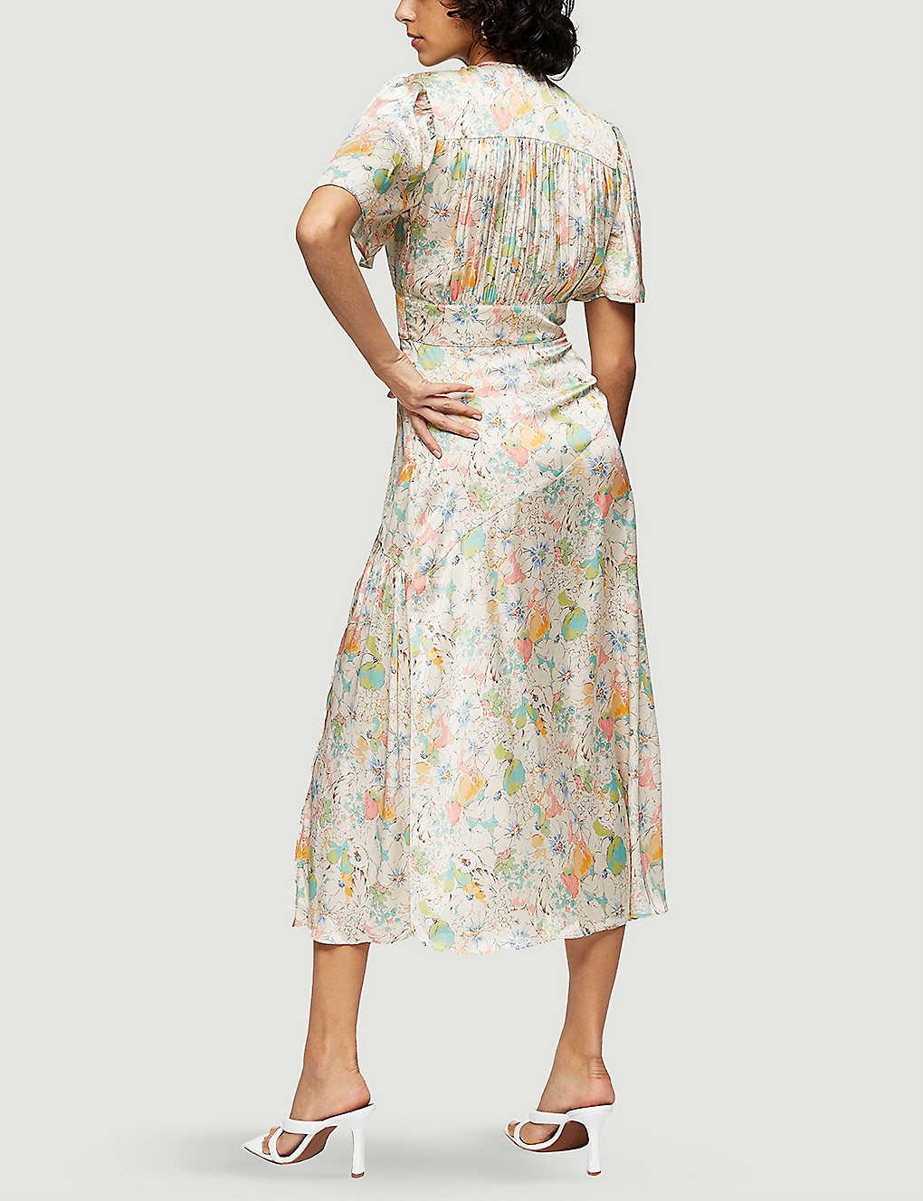 Psykiatri Monopol ordbog TOPSHOP Willow Floral Print Angel Sleeve Midi Dress | Lyst