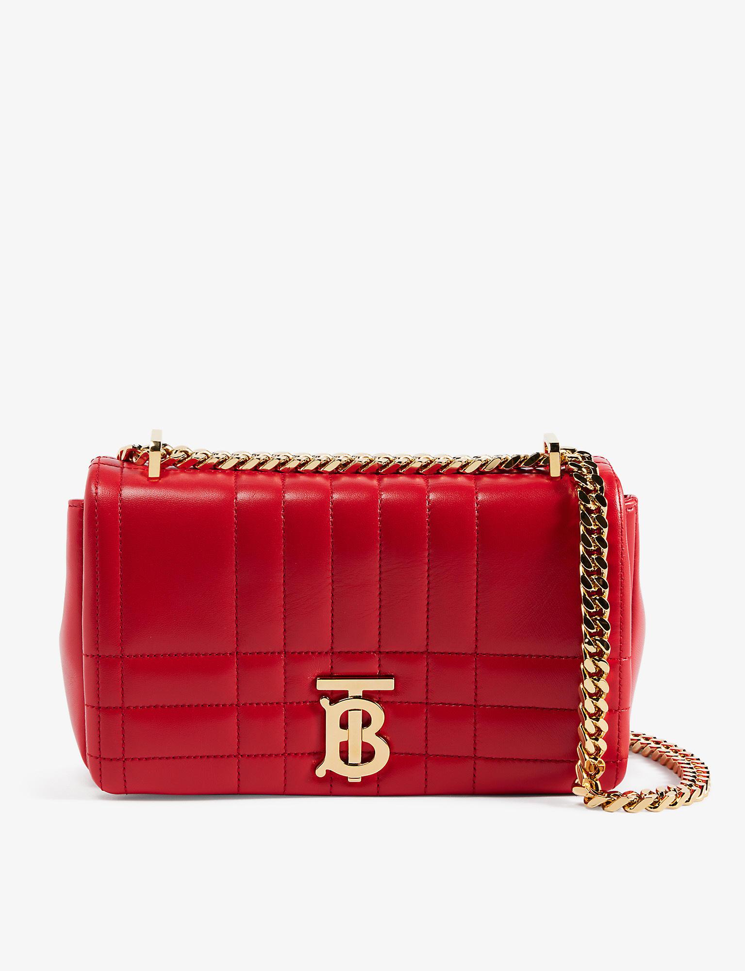 Burberry Lola Brand-plaque Leather Cross-body Bag in Bright Red (Red ...