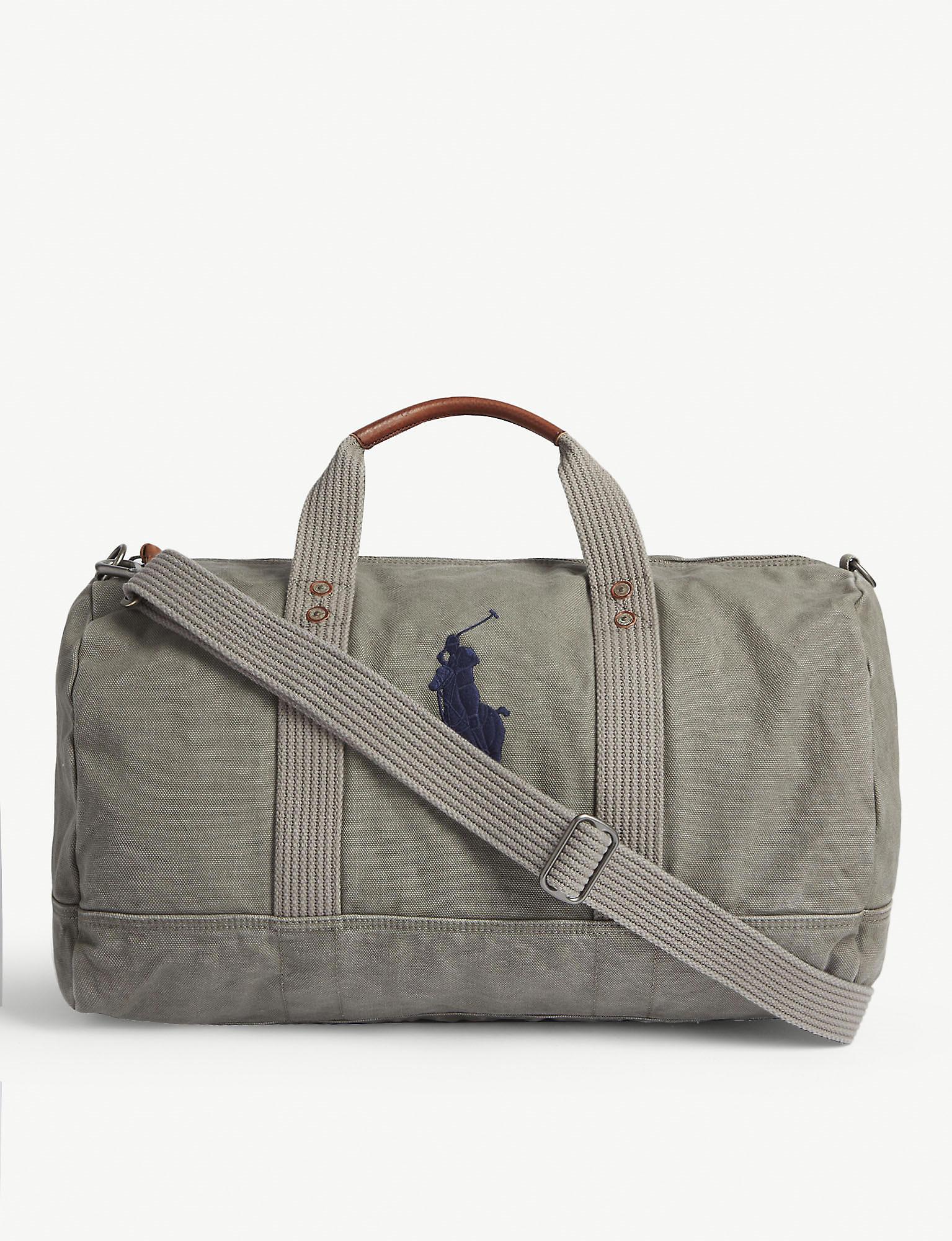 Polo Ralph Lauren Logo Canvas Duffle Bag in Gray for Men | Lyst