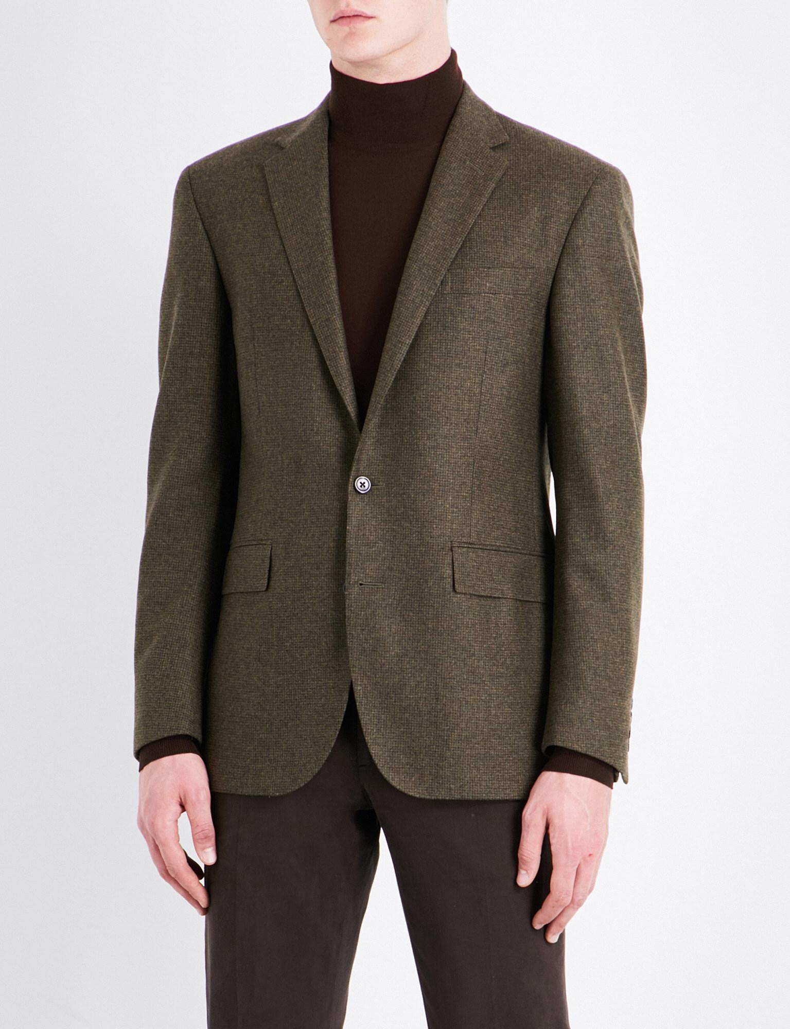 Lyst - Polo Ralph Lauren Hopsack-weave Custom-fit Wool Jacket in Green ...
