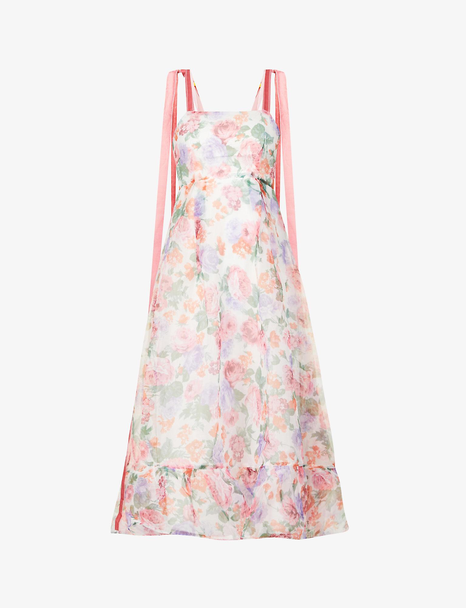 Sister Jane Picture Floral-print Organza Midi Dress in Pink | Lyst
