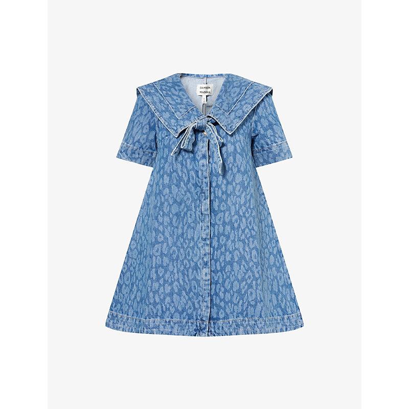 goldie dress denim leopard laser Damson Madder Goldie Dress