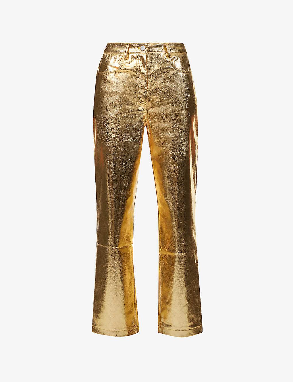 Amy Lynn Lupe Metallic Wide-leg High-rise Faux-leather Trousers in ...
