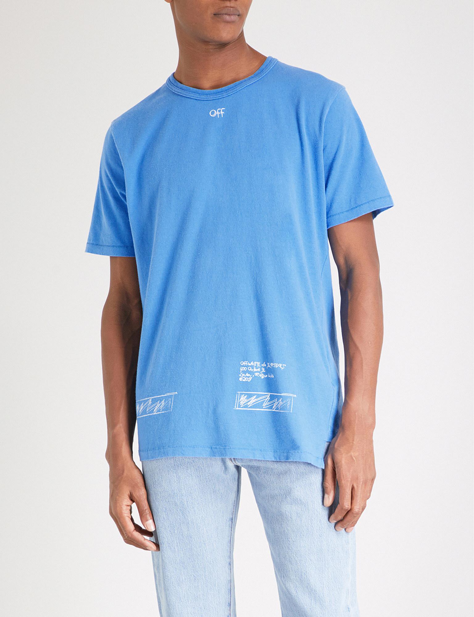 Mens T-shirts Off-White c/o Virgil Abloh T-shirts Save 71% Off-White c/o Virgil Abloh Synthetic Monogram-print Short-sleeve T-shirt in Blue for Men 