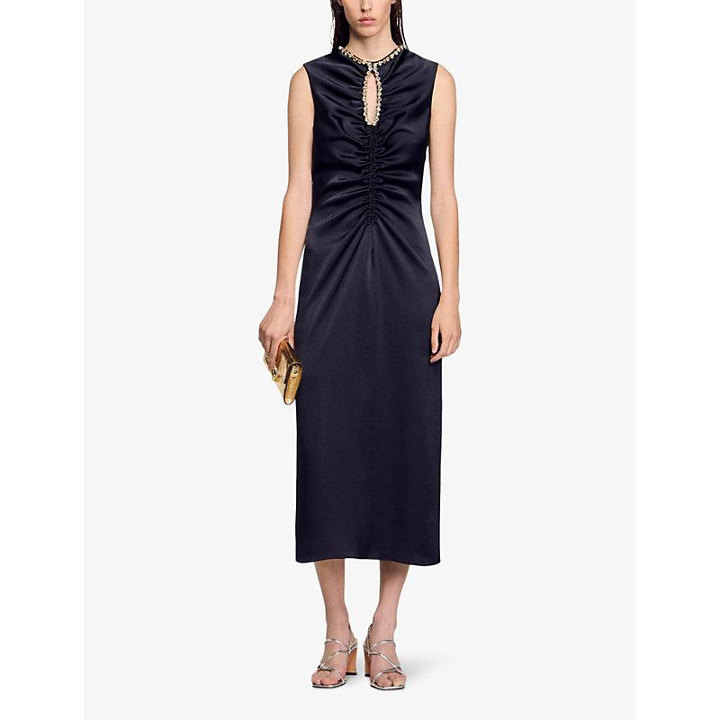 sandro blue midi dress Sandro Striped cotton midi dress