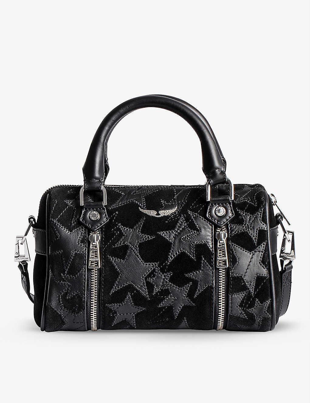 Zadig & Voltaire Sunny Xs Star-embroidered Suede Bowling Bag in Black | Lyst