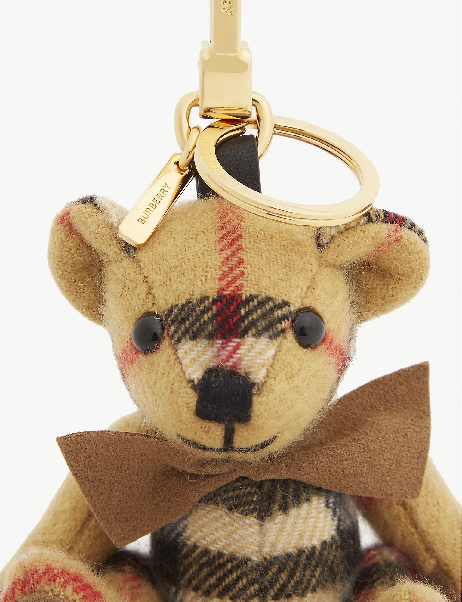 Burberry Beige Cashmere Vintage Check Thomas Bear Keychain in Metallic |  Lyst