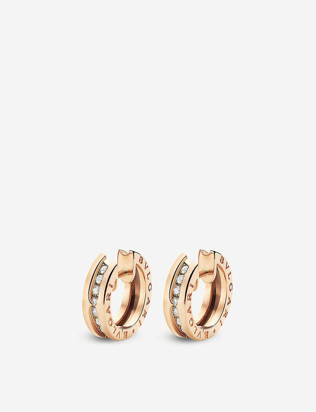 Bvlgari B Zero1 18kt Pink Gold And Diamond Small Hoop Earrings In Metallic Lyst Bvlgari B Zero1 18kt Pink Gold And Diamond Small Hoop Earrings In Metallic Lyst