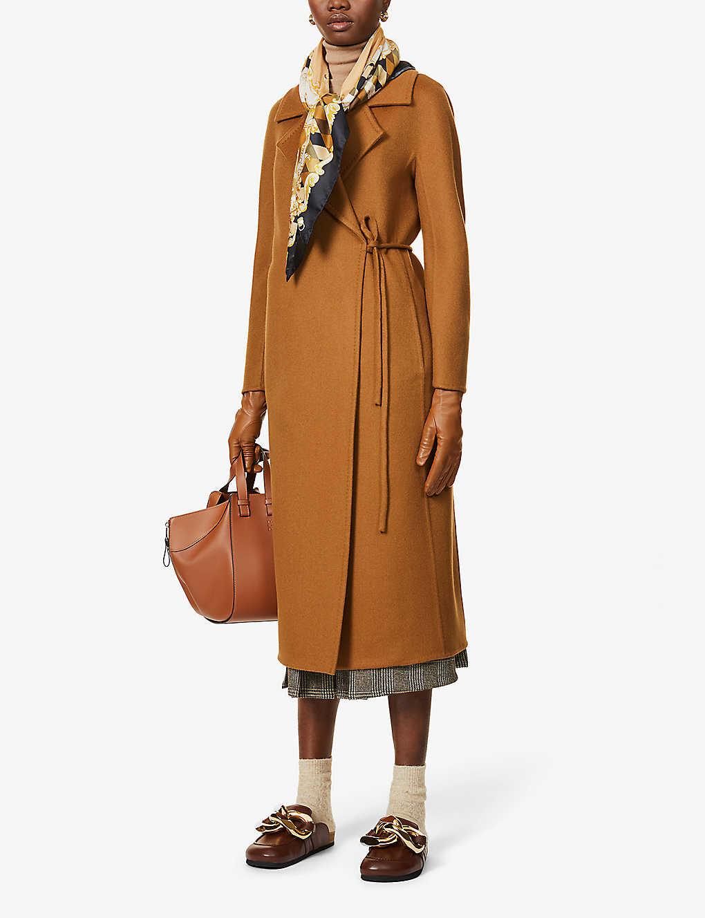 Max Mara Piroghe Wrap-over Camel-wool Coat in Brown | Lyst