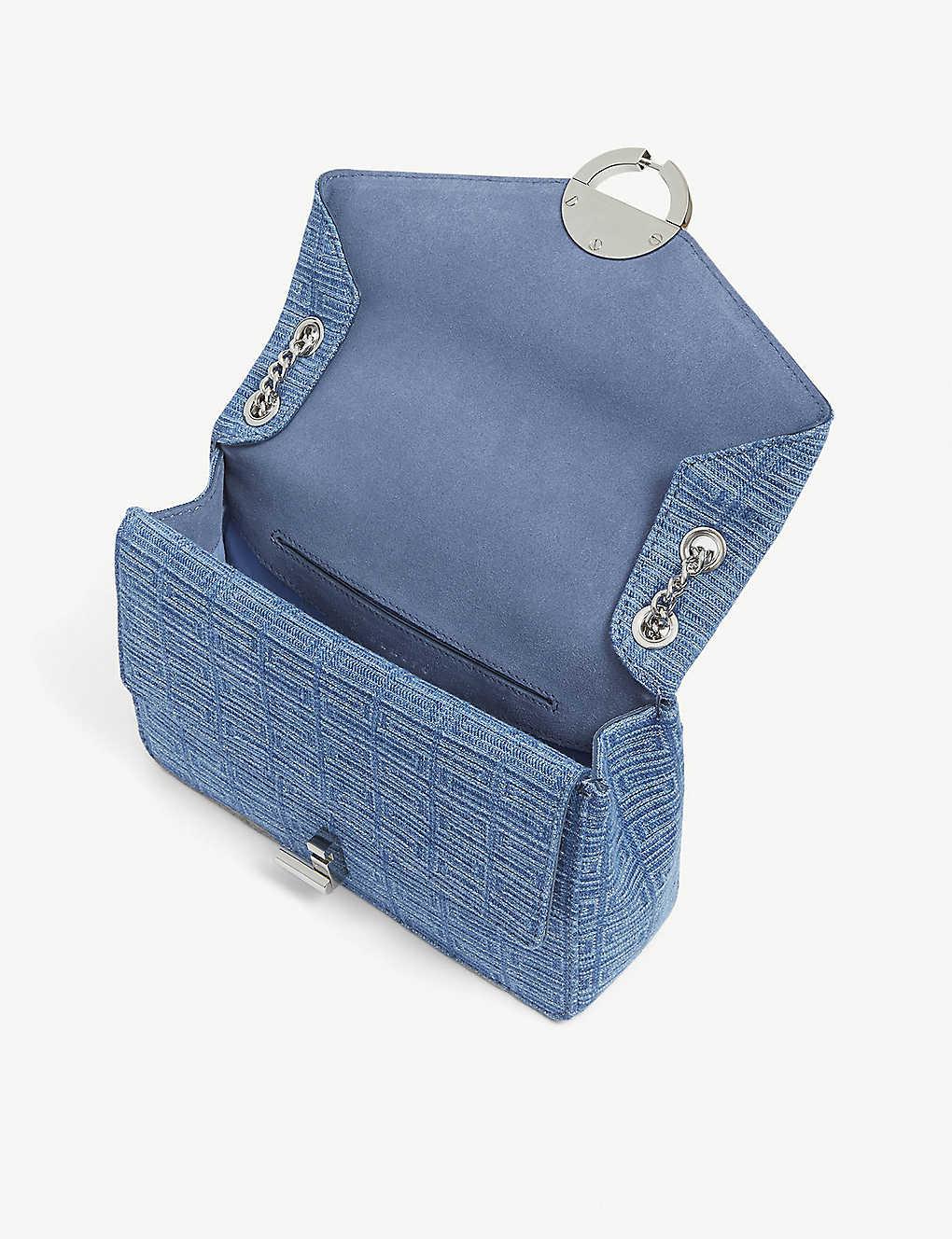 Sandro Yza Printed Denim Shoulder Bag in Blue | Lyst