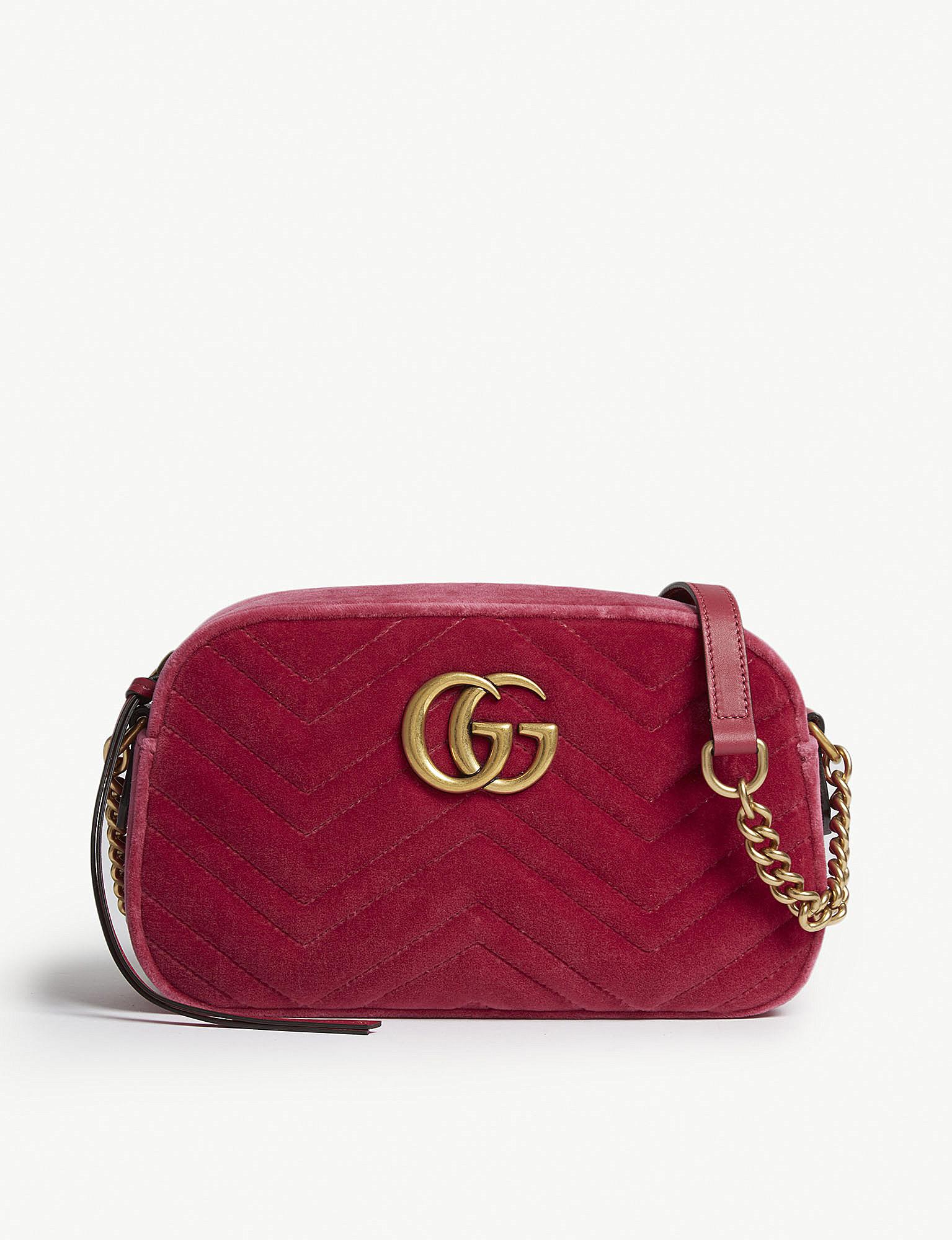 GG Marmont Small Velvet Shoulder Bag 