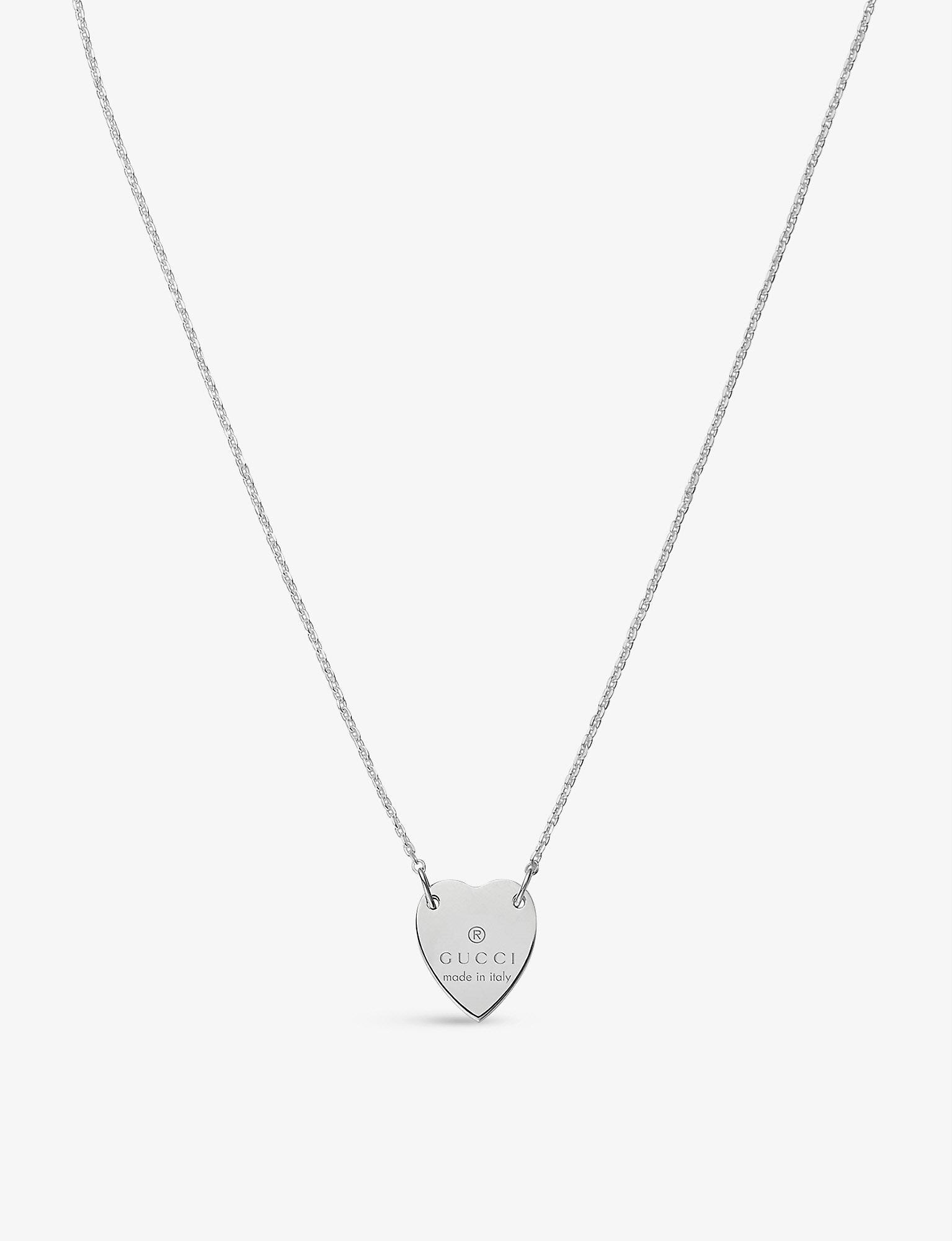 Gucci Sterling Silver Signature Heart Pendant Necklace in Metallic - Save  19% | Lyst