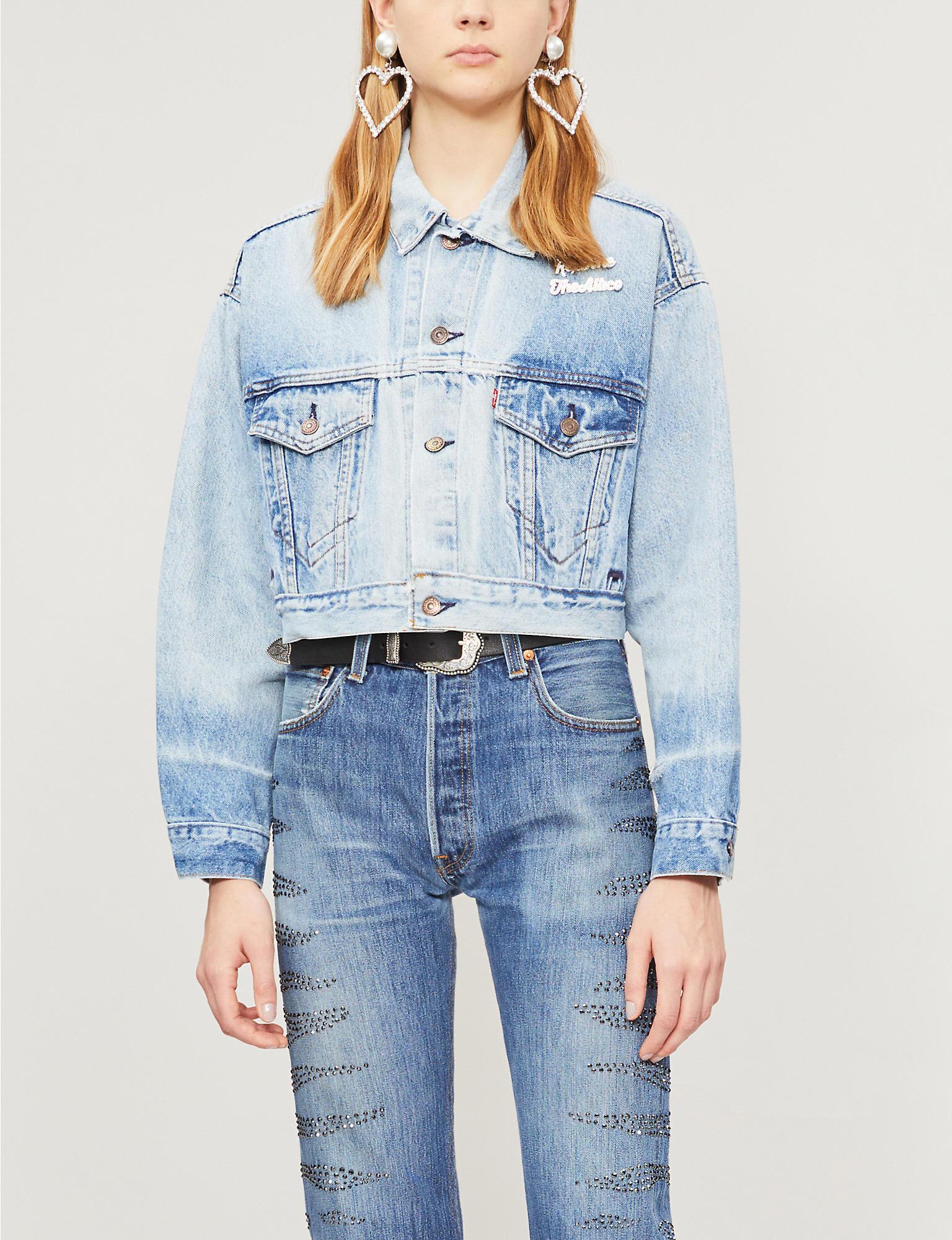 redone cropped denim jacket