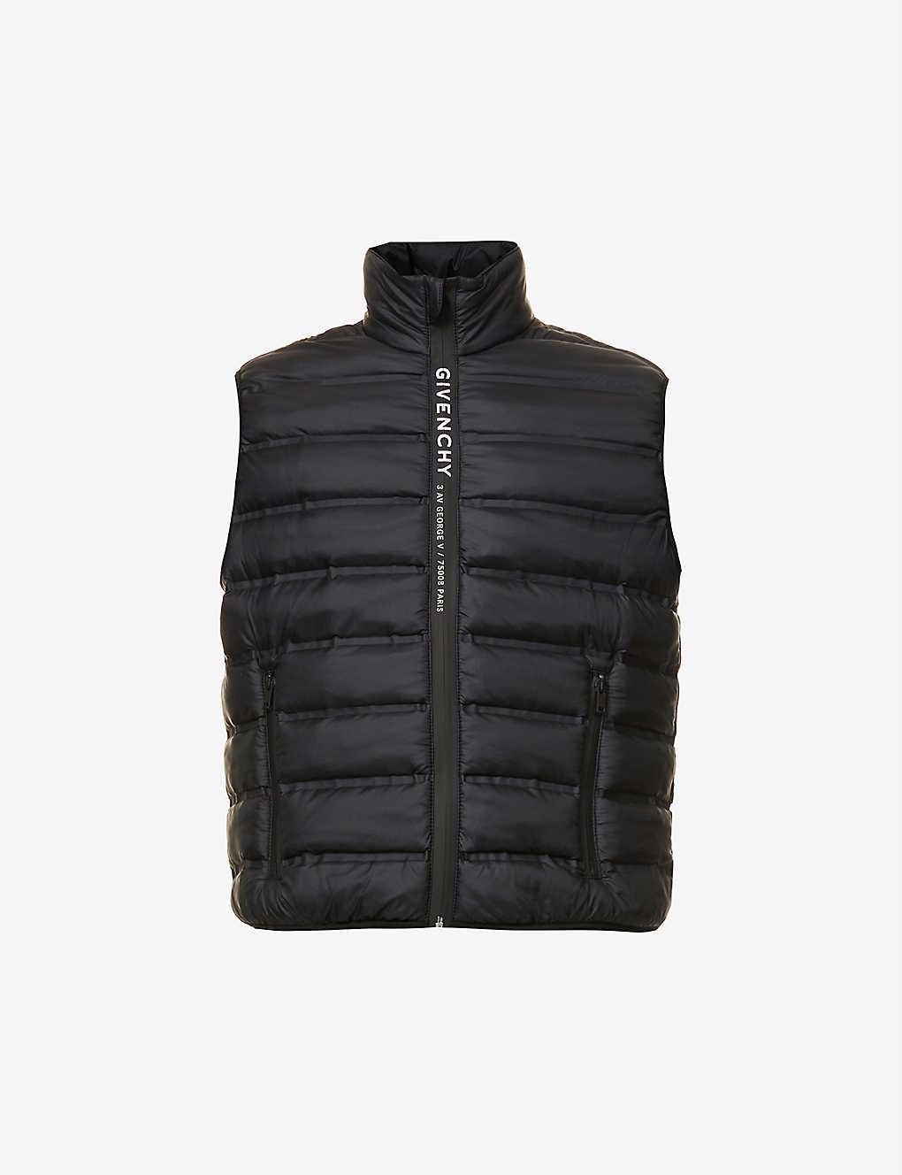 Givenchy Synthetic Mens Black Logo-tape Padded Shell Gilet 38 for Men - Lyst