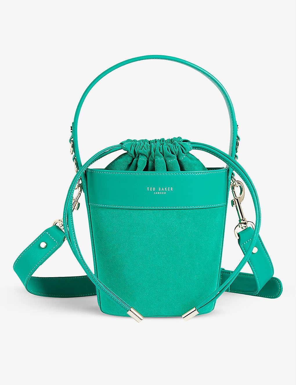 Ted Baker Eques Leather And Suede Bucket Bag in Green | Lyst