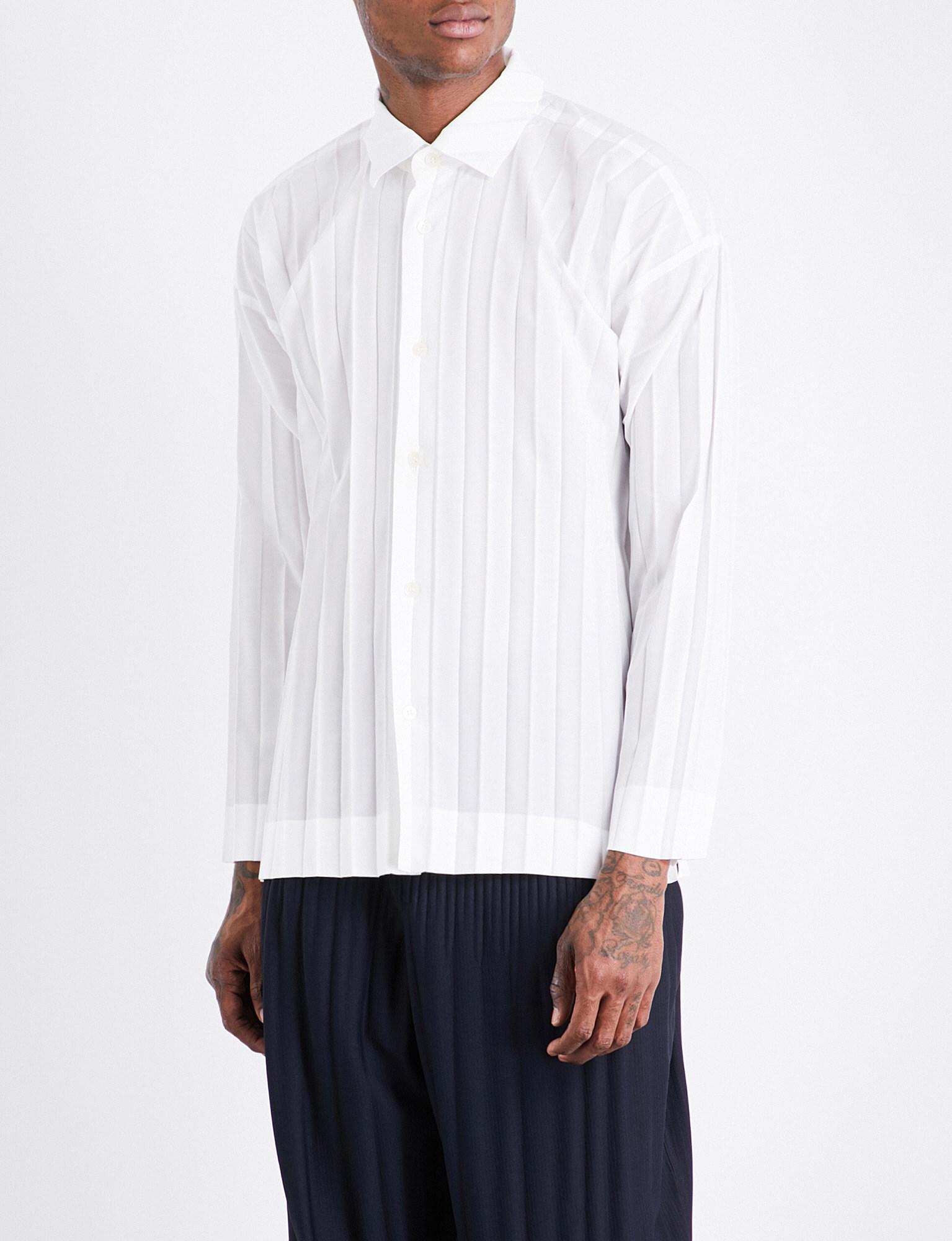 Homme Plissé Issey Miyake Regular-fit Pleated Shirt in White for Men