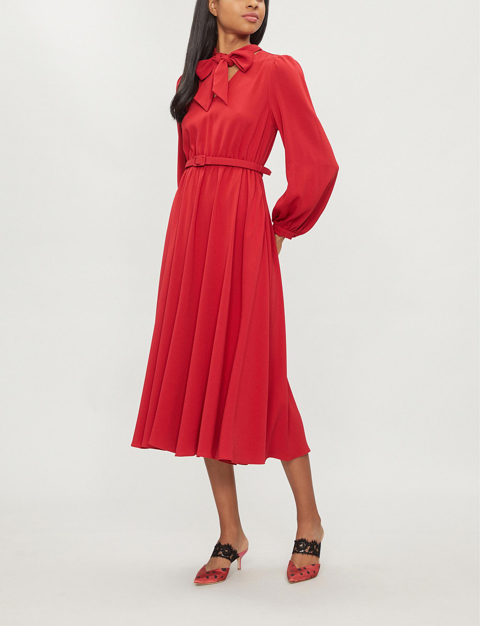pussy bow midi dress