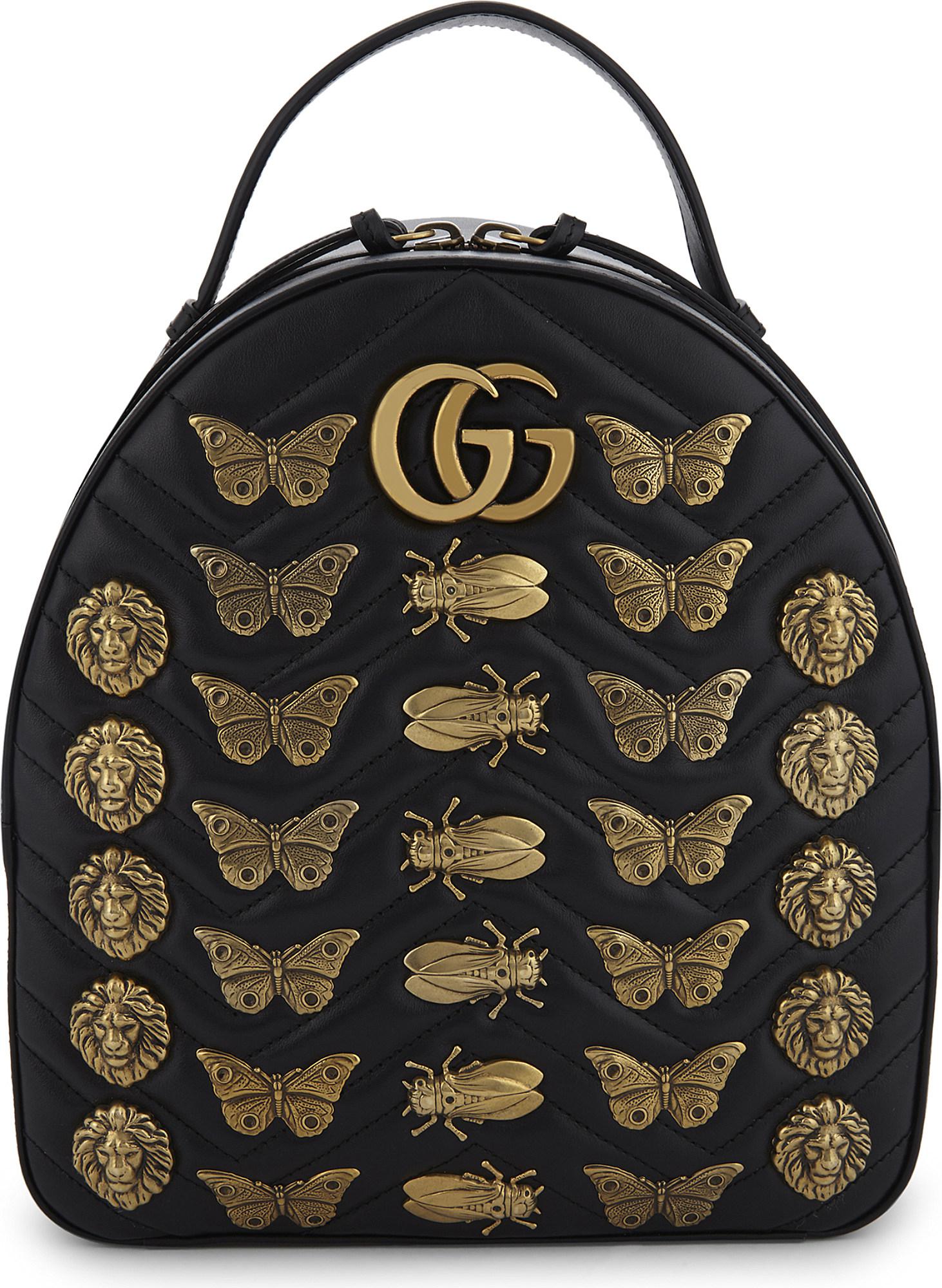 Gucci Moth Leather Backpack in Black for Men | Lyst