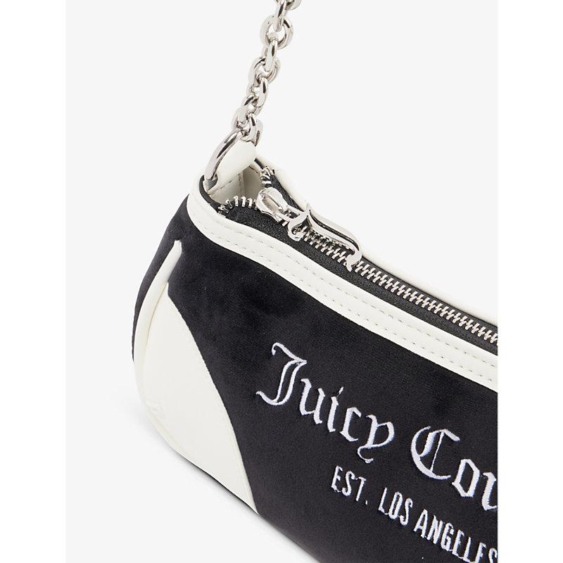 Juicy Couture Logo-embroidered Velour Shoulder Bag in Black